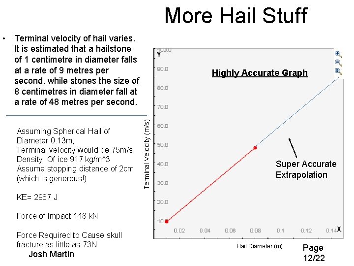 More Hail Stuff • Terminal velocity of hail varies. It is estimated that a