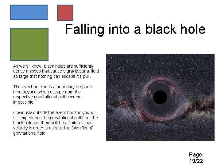 Falling into a black hole As we all know, black holes are sufficiently dense