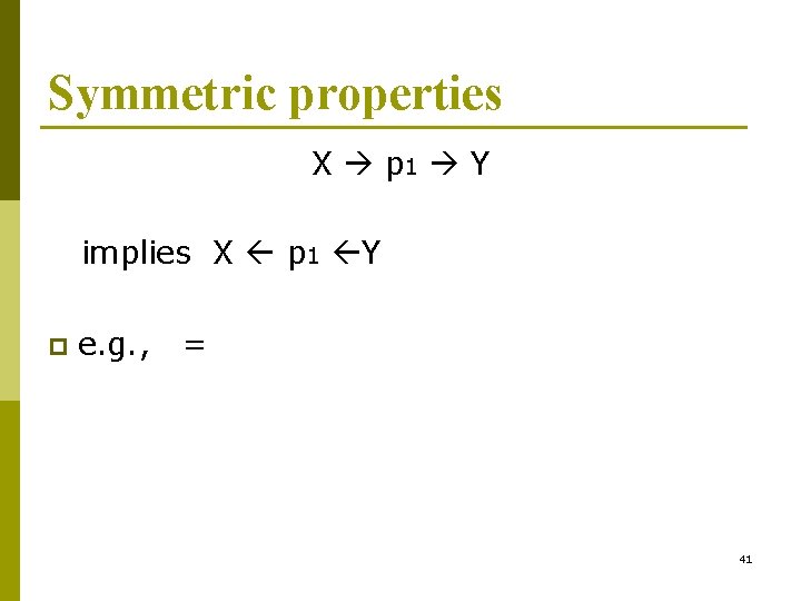 Symmetric properties X p 1 Y implies X p 1 Y p e. g.