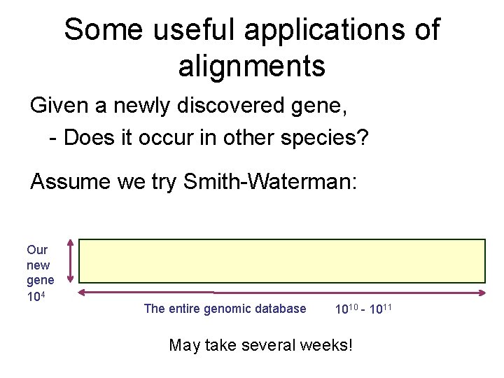 Some useful applications of alignments Given a newly discovered gene, - Does it occur