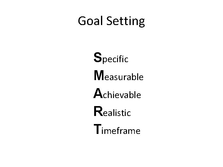 Goal Setting Specific Measurable Achievable Realistic Timeframe 