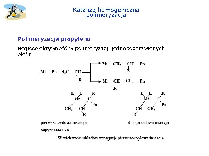 Kataliza homogeniczna polimeryzacja Polimeryzacja propylenu Regioselektywność w polimeryzacji jednopodstawionych olefin 