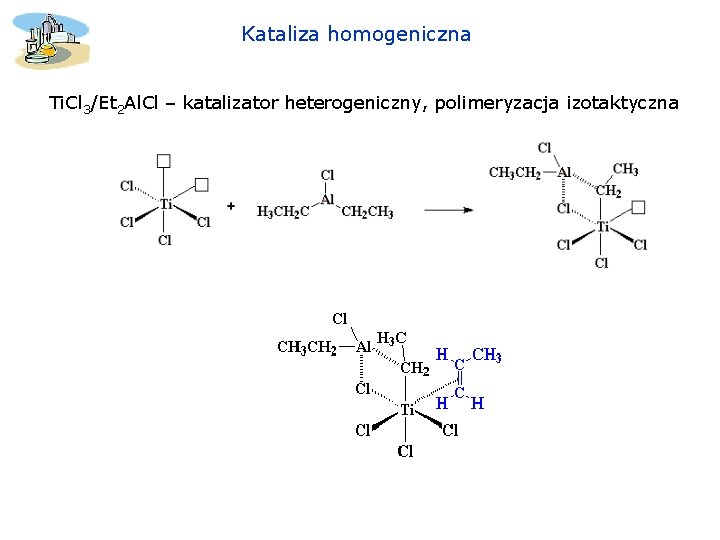 Kataliza homogeniczna Ti. Cl 3/Et 2 Al. Cl – katalizator heterogeniczny, polimeryzacja izotaktyczna 