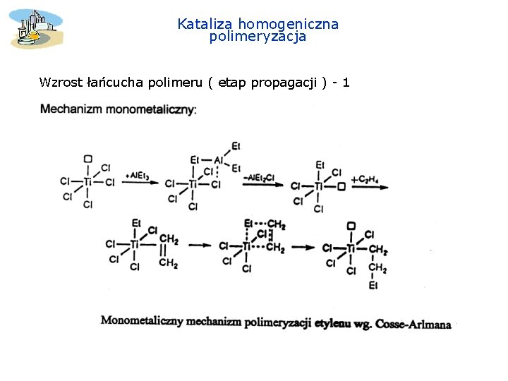 Kataliza homogeniczna polimeryzacja Wzrost łańcucha polimeru ( etap propagacji ) - 1 