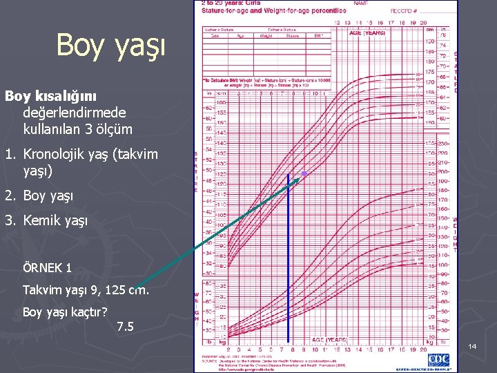 Boy yaşı Boy kısalığını değerlendirmede kullanılan 3 ölçüm 1. Kronolojik yaş (takvim yaşı) 2.