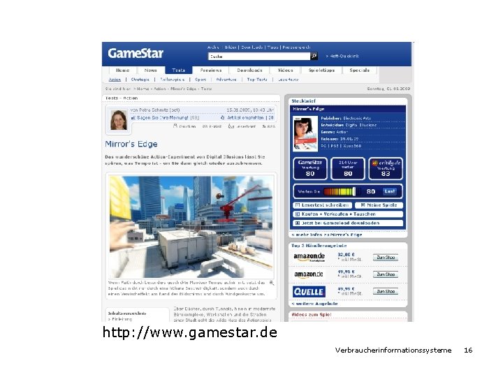 http: //www. gamestar. de Verbraucherinformationssysteme 16 