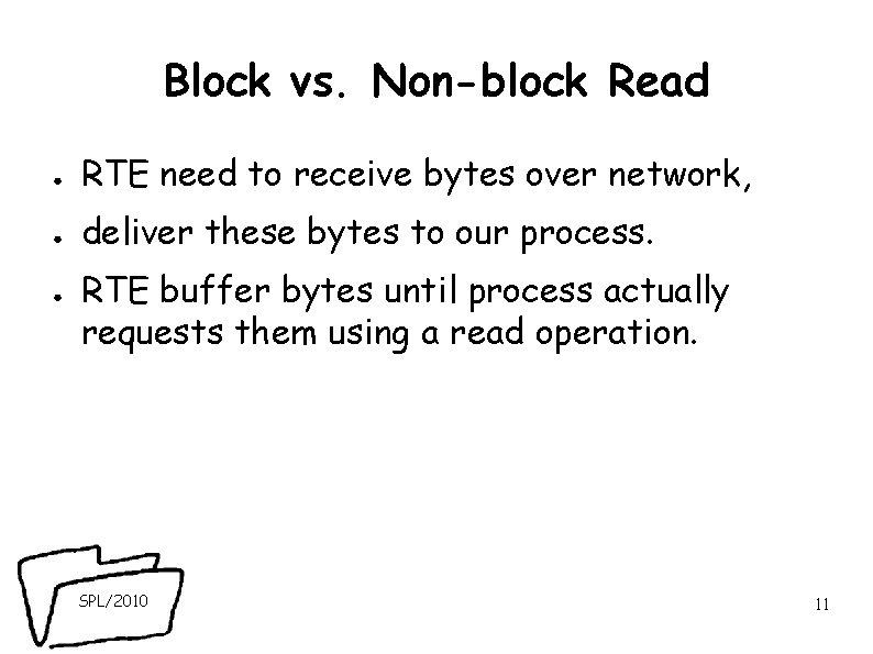 Block vs. Non-block Read ● RTE need to receive bytes over network, ● deliver Block vs. Non-block Read ● RTE need to receive bytes over network, ● deliver