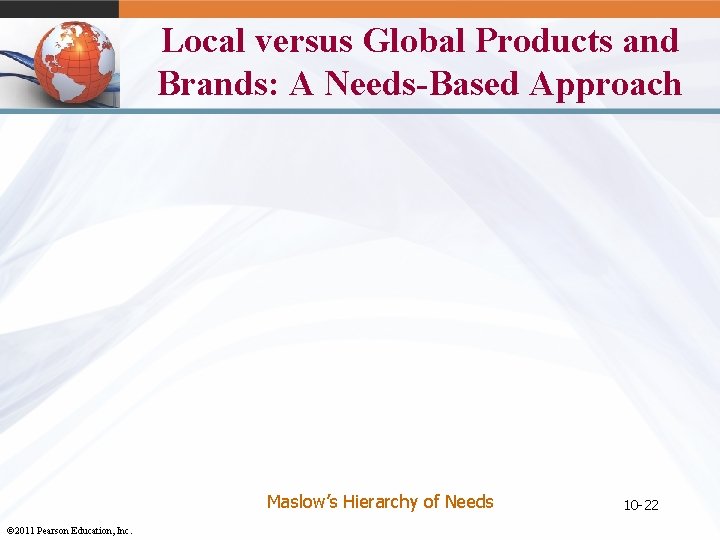 Local versus Global Products and Brands: A Needs-Based Approach Maslow’s Hierarchy of Needs ©