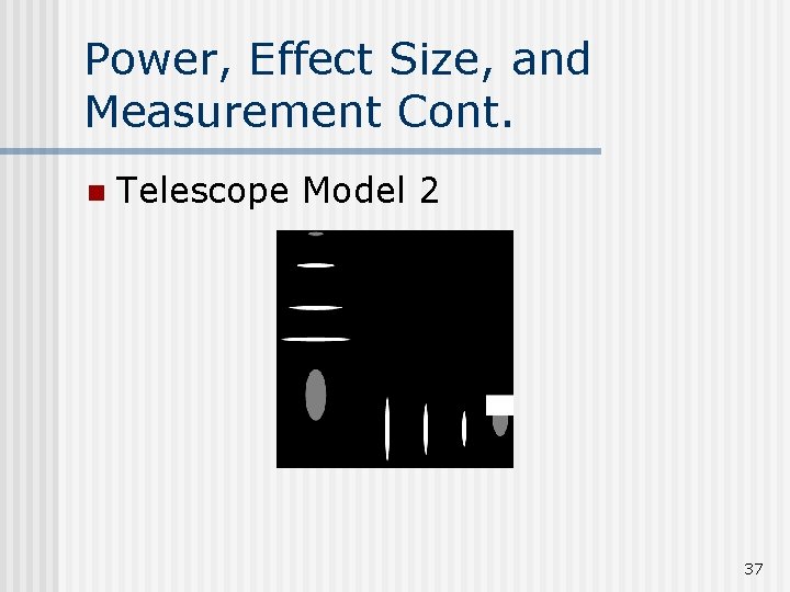 Power, Effect Size, and Measurement Cont. n Telescope Model 2 37 