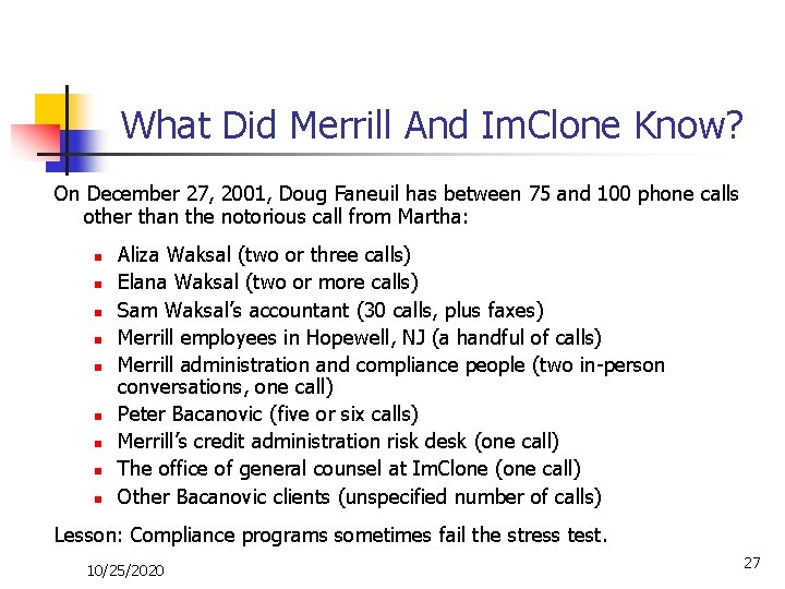 What Did Merrill And Im. Clone Know? On December 27, 2001, Doug Faneuil has