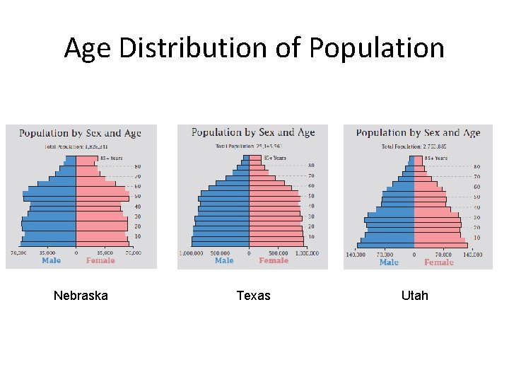 Age Distribution of Population Nebraska Texas Utah 