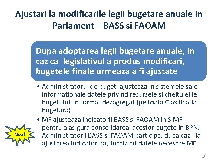 Ajustari la modificarile legii bugetare anuale in Parlament – BASS si FAOAM Dupa adoptarea