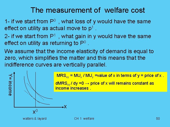 The measurement of welfare cost 1 - if we start from P 0 ,