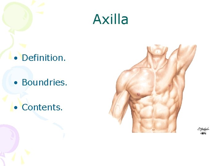 Axilla • Definition. • Boundries. • Contents. 