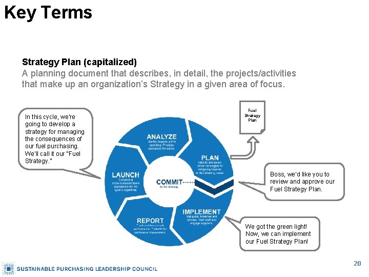 Key Terms Strategy Plan (capitalized) A planning document that describes, in detail, the projects/activities