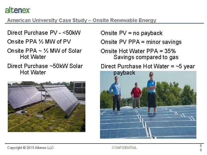American University Case Study – Onsite Renewable Energy Direct Purchase PV - <50 k.