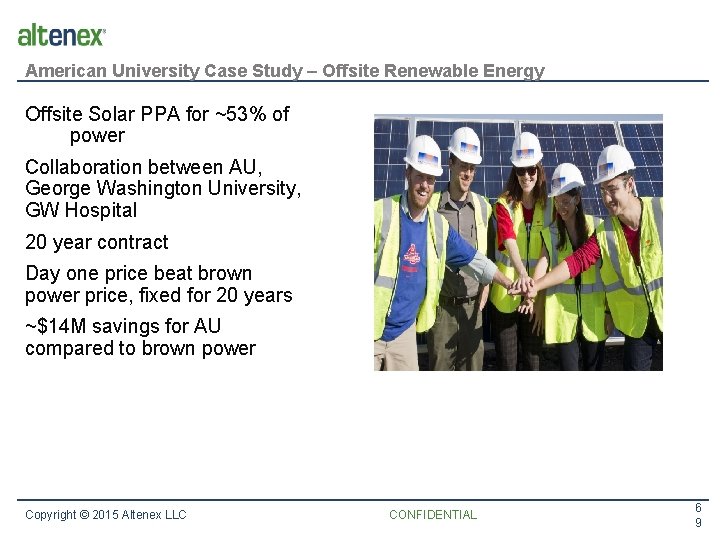 American University Case Study – Offsite Renewable Energy Offsite Solar PPA for ~53% of