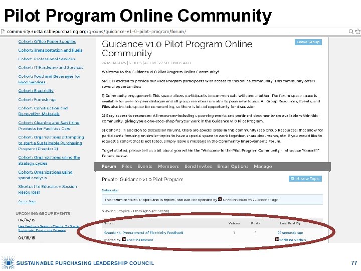 Pilot Program Online Community 77 