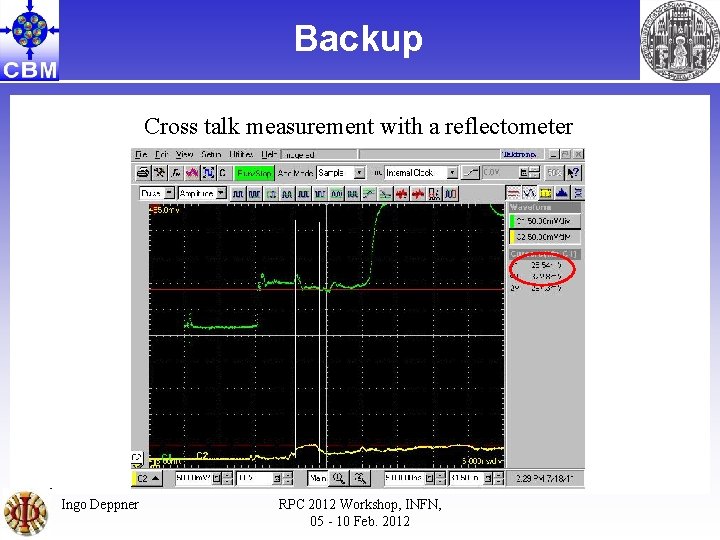 Backup 2 ns Ingo Deppner Cross talk measurement with a reflectometer RPC 2012 Workshop,