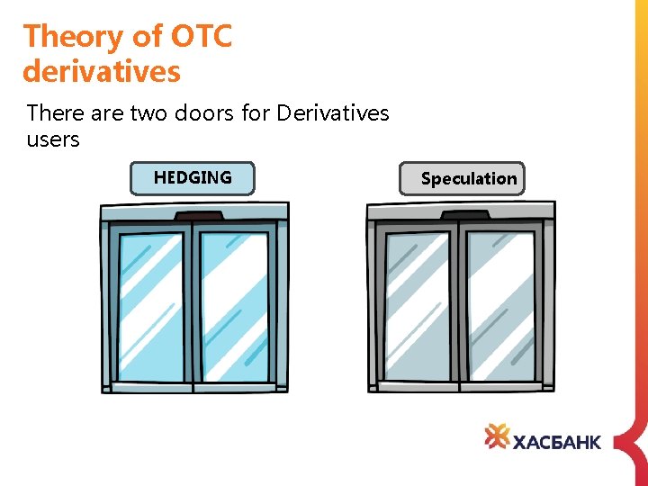 Theory of OTC derivatives There are two doors for Derivatives users HEDGING Speculation 