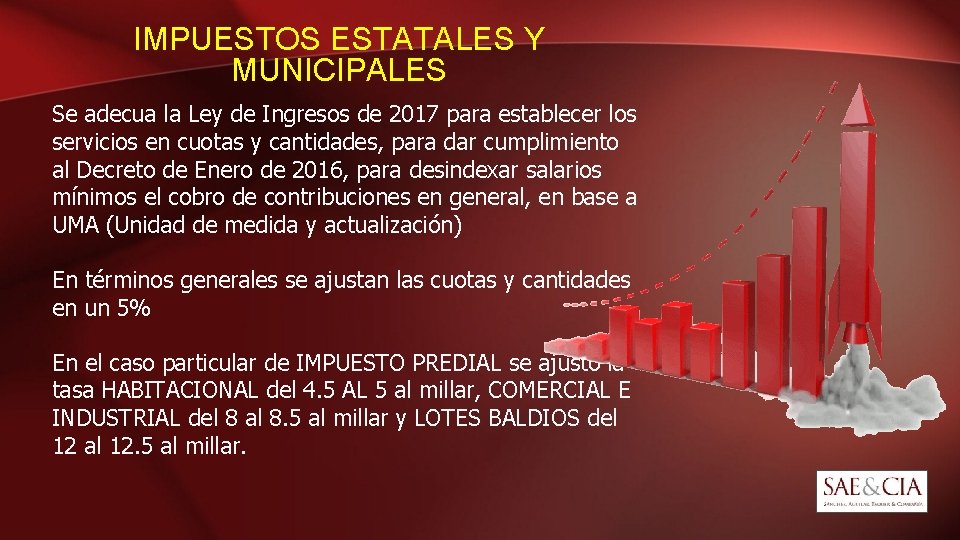 IMPUESTOS ESTATALES Y MUNICIPALES Se adecua la Ley de Ingresos de 2017 para establecer