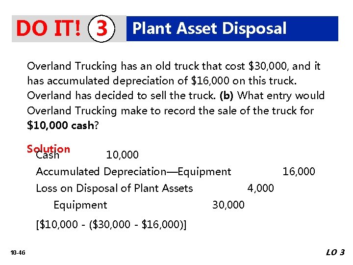 DO IT! 3 Plant Asset Disposal Overland Trucking has an old truck that cost