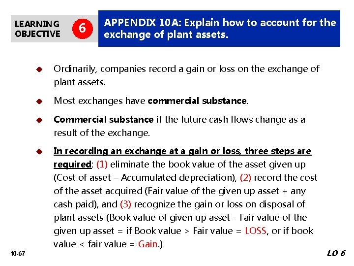 LEARNING OBJECTIVE u 6 APPENDIX 10 A: Explain how to account for the exchange