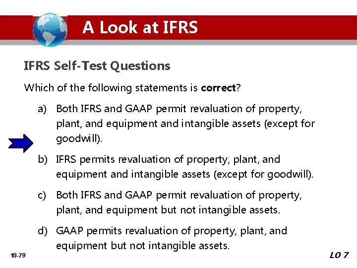 A Look at IFRS Self-Test Questions Which of the following statements is correct? a)