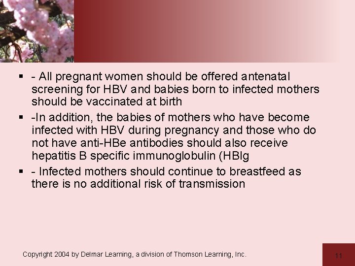 § - All pregnant women should be offered antenatal screening for HBV and babies
