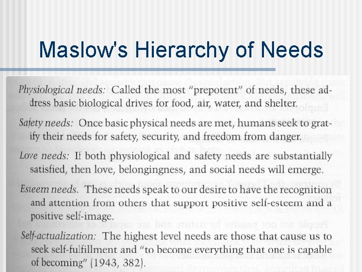 Maslow's Hierarchy of Needs 