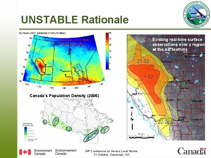 UNSTABLE Rationale Existing real-time surface observations over a region of the AB foothills 27