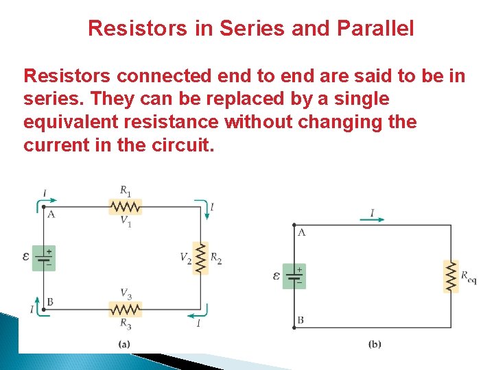 Resistors in Series and Parallel Resistors connected end to end are said to be