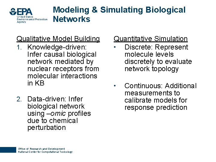 Modeling & Simulating Biological Networks Qualitative Model Building 1. Knowledge-driven: Infer causal biological network