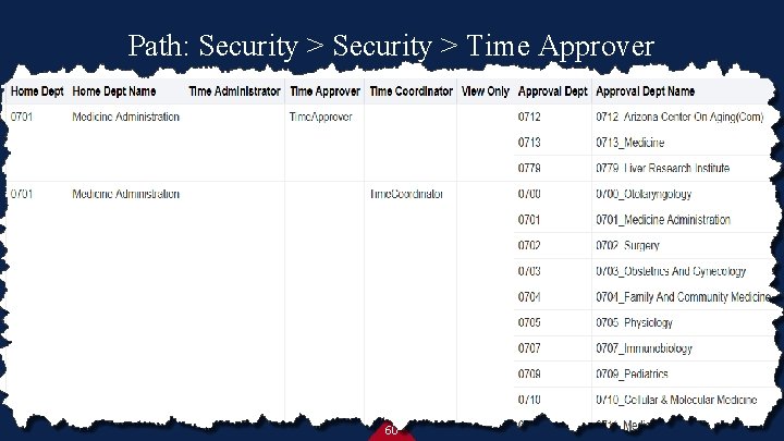 Path: Security > Time Approver 60 