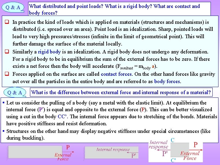 Q&A What distributed and point loads? What is a rigid body? What are contact