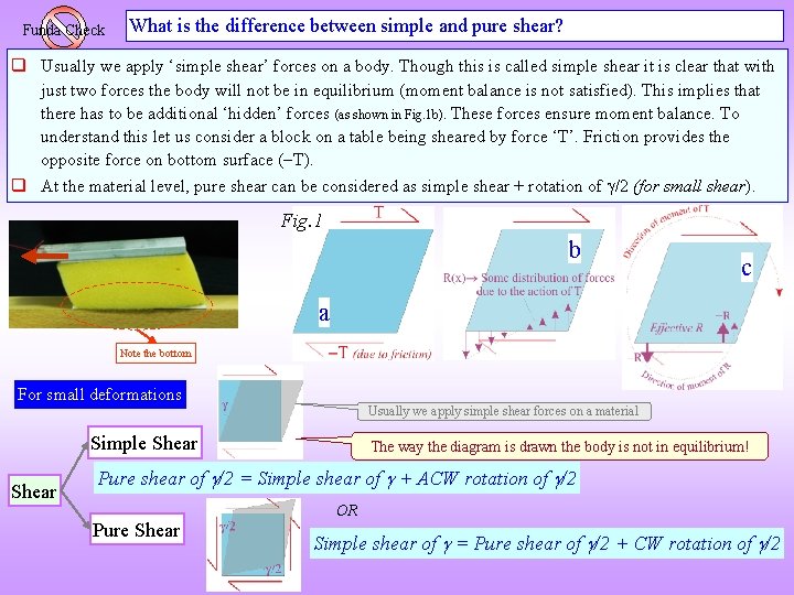 Funda Check What is the difference between simple and pure shear? q Usually we