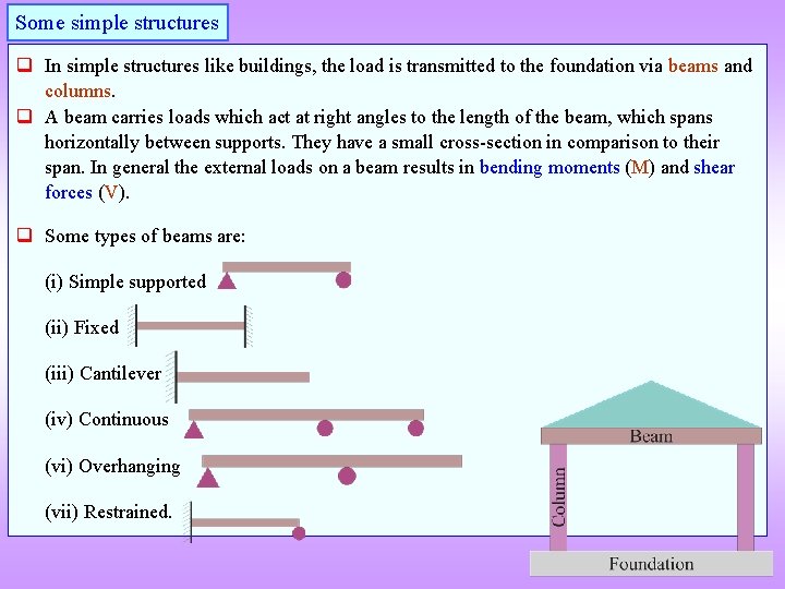 Some simple structures q In simple structures like buildings, the load is transmitted to