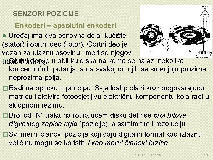 SENZORI POZICIJE Enkoderi – apsolutni enkoderi ● Uređaj ima dva osnovna dela: kućište (stator)