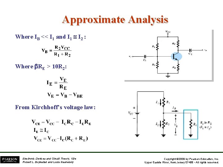 Approximate Analysis Where IB << I 1 and I 1 I 2 : Where