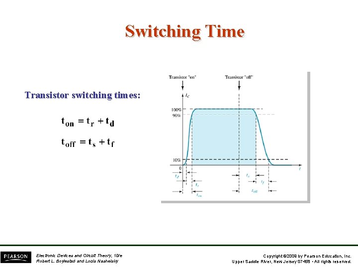 Switching Time Transistor switching times: Electronic Devices and Circuit Theory, 10/e Robert L. Boylestad