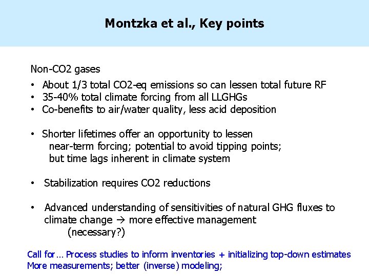 Montzka et al. , Key points Non-CO 2 gases • About 1/3 total CO