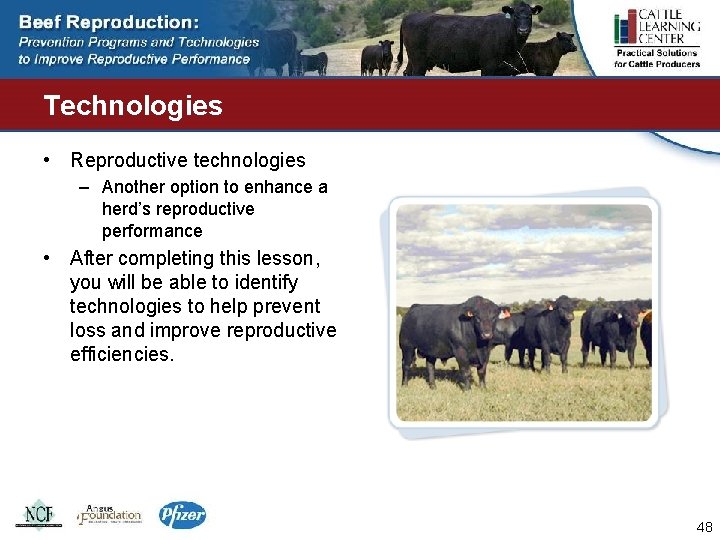 Technologies • Reproductive technologies – Another option to enhance a herd’s reproductive performance •