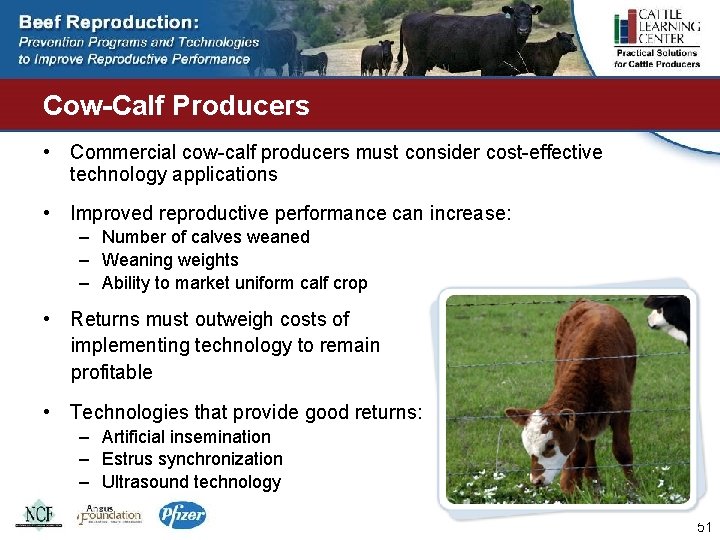 Cow-Calf Producers • Commercial cow-calf producers must consider cost-effective technology applications • Improved reproductive