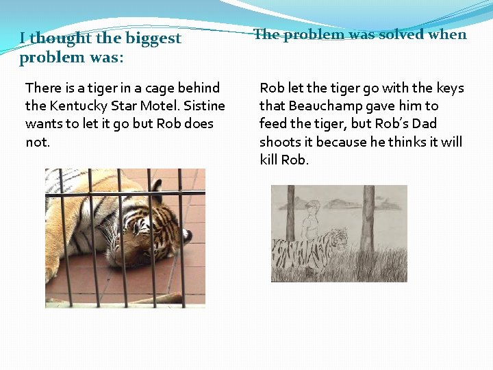 I thought the biggest problem was: There is a tiger in a cage behind