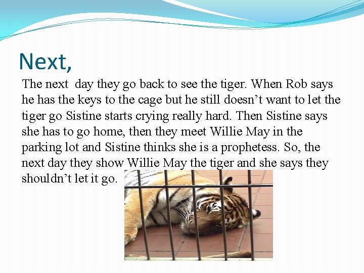 Next, The next day they go back to see the tiger. When Rob says