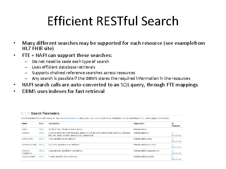 Efficient RESTful Search • • Many different searches may be supported for each resource