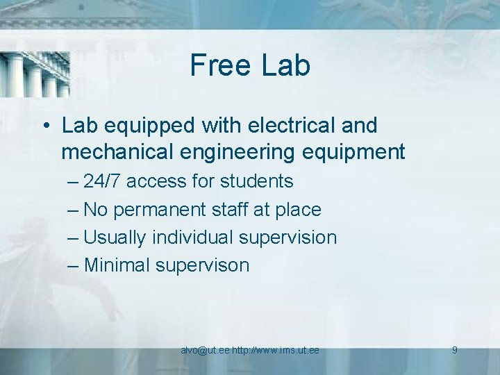 Free Lab • Lab equipped with electrical and mechanical engineering equipment – 24/7 access