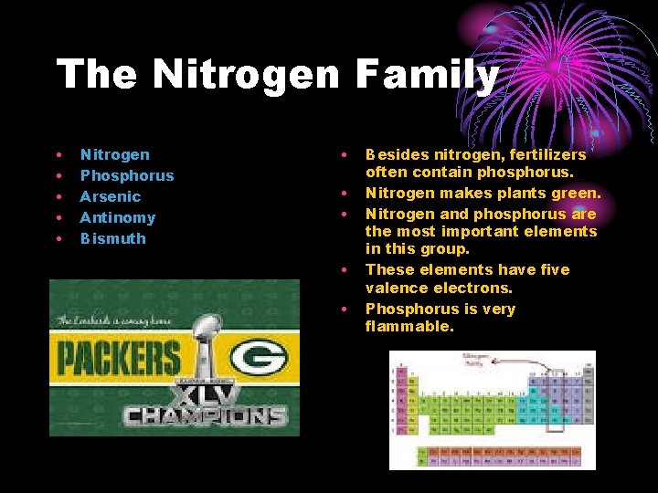 The Nitrogen Family • • • Nitrogen Phosphorus Arsenic Antinomy Bismuth • • •