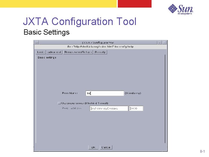 JXTA Configuration Tool Basic Settings 8 -1 