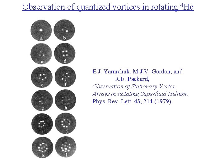Observation of quantized vortices in rotating 4 He E. J. Yarmchuk, M. J. V.